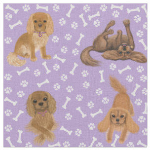 Ruby Cavalier Kung Charles spanel Fabric Fabric Tyg