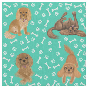 Ruby Cavalier Kung Charles spanel Fabric Fabric Tyg