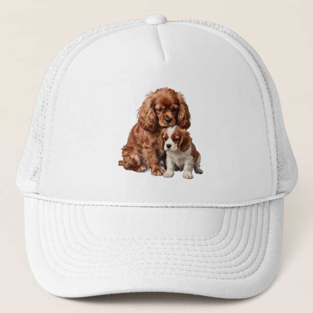 Ruby Cavalier Spaniel och hennes Blenheim-valp Keps (Framsida)