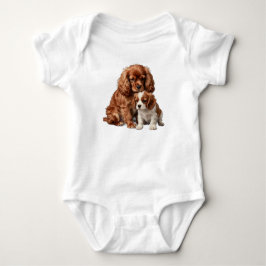 Ruby Cavalier Spaniel och hennes Blenheim-valp T Shirt