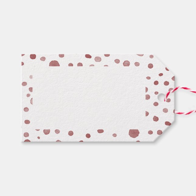 Ruby Confetti Watercolor Dots Gift-Märkre Presentetikett (Framsidan (Horizontal))
