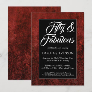 Ruby Crimson Red Classic Grunge 50 och Fabulous Inbjudningar