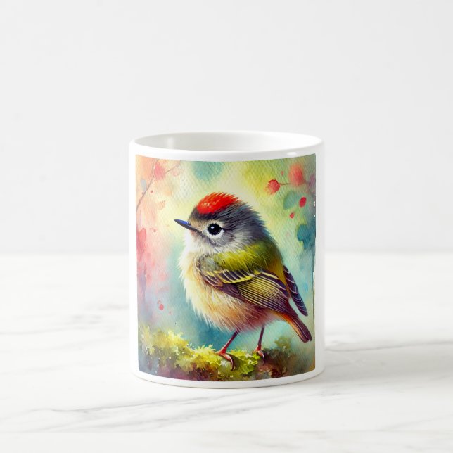 Ruby crowned Kinglet 050724AREF114 - Watercolor Kaffemugg (Center)