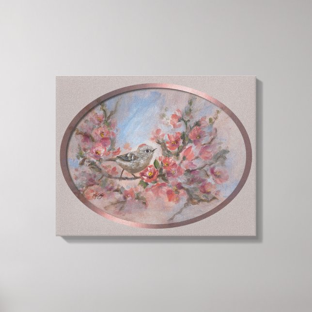 Ruby Crowned Kinglet 16x20" Canvastryck (Framsida)