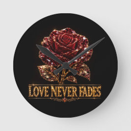 Ruby Crystal Rose – Kärlek Bleknar Aldrig Rund Klocka