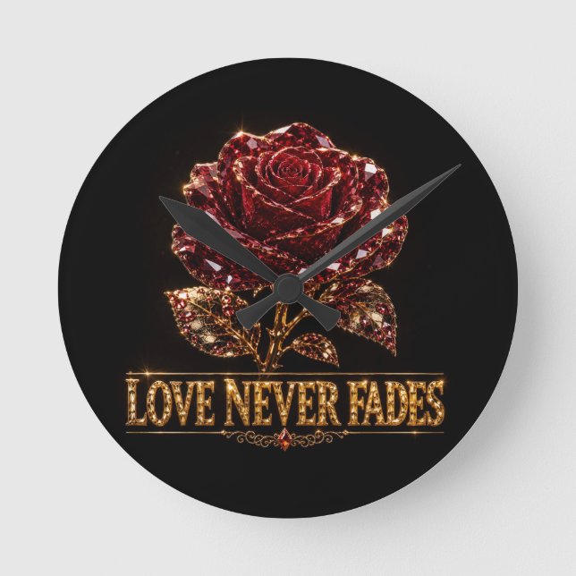 Ruby Crystal Rose – Kärlek Bleknar Aldrig Rund Klocka (Framsida)