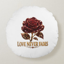 Ruby Crystal Rose – Kärlek Bleknar Aldrig Rund Kudde