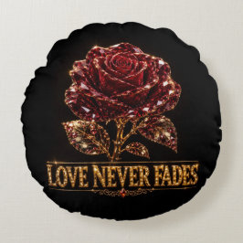 Ruby Crystal Rose – Kärlek Bleknar Aldrig Rund Kudde