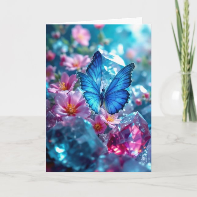 Ruby Crystals Garden Butterfly Greeting Card Kort (Framsida)