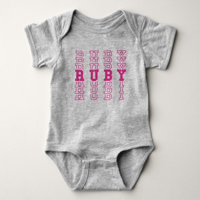 Ruby Cute Rosa Anpassningsbar Girly Namn T Shirt (Framsida)