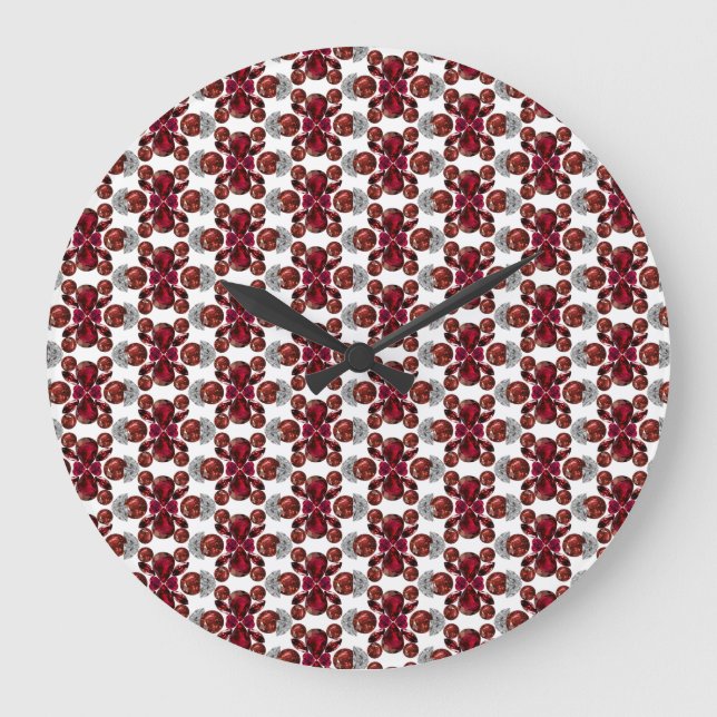 Ruby & Diamond Gemstone Art Red Stor Klocka (Framsida)