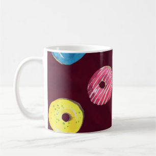 Ruby Donuts: Watercolor Seamless Mönster. Kaffemugg