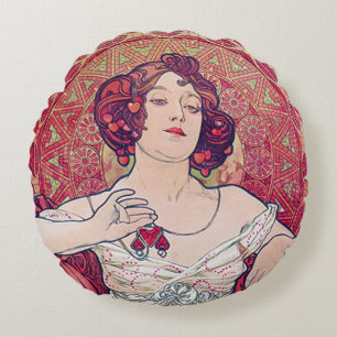 Ruby (Four Jewels), Alphonse Mucha Dekorativ kudde
