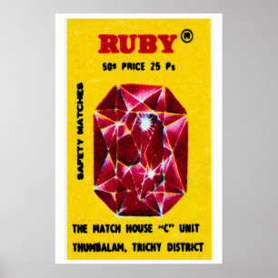 Ruby Gem - Tändsticksaskutskrift - Estetisk Väggko Poster