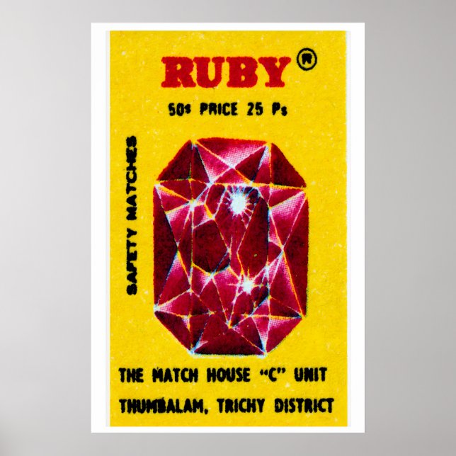 Ruby Gem - Tändsticksaskutskrift - Estetisk Väggko Poster (Framsidan)