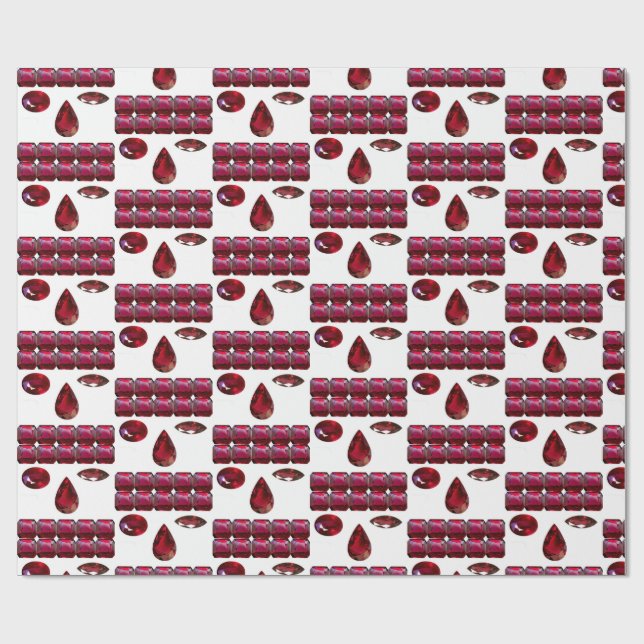 Ruby Gemstone Ansikte Mönster Red Wrapping papper Presentpapper (Platt)