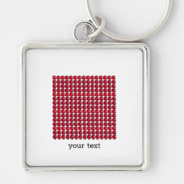 Ruby Gemstone Art, Red Fyrkantig Silverfärgad Nyckelring