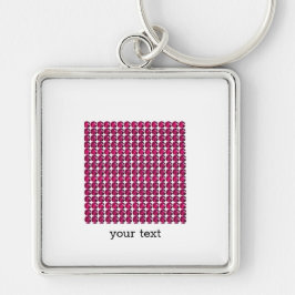 Ruby Gemstone Art, Red Fyrkantig Silverfärgad Nyckelring