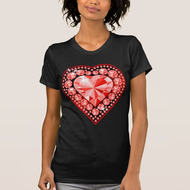 Ruby Gemstone Heart T-shirt (Framsida)