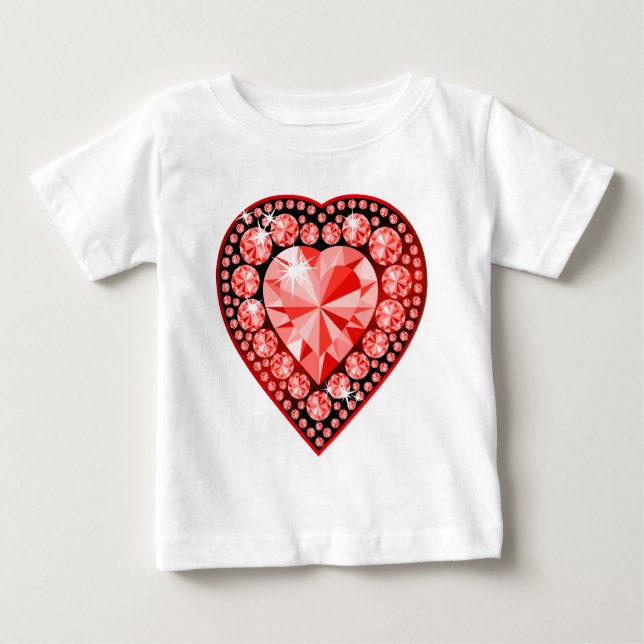 Ruby Gemstone Heart Tee Shirt (Framsida)