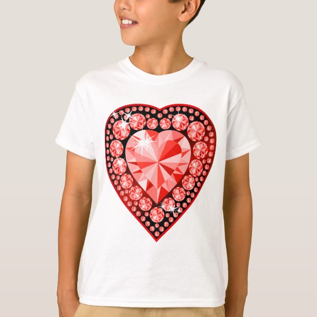 Ruby Gemstone Heart Tee Shirt (Framsida)
