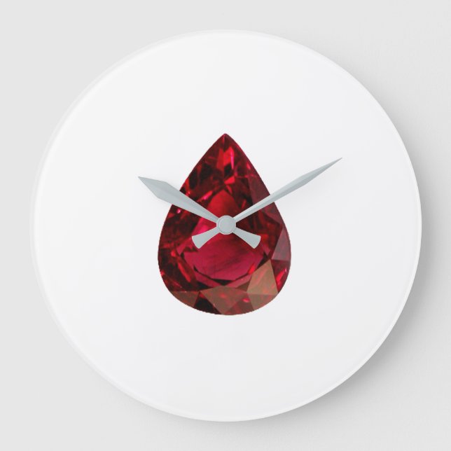 Ruby Gemstone juli Birthstone Red Large Clock Stor Klocka (Framsida)