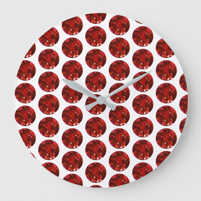 Ruby Gemstone juli Birthstone Red Large Clock Stor Klocka (Framsida)