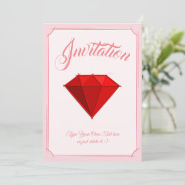 Ruby Gemstone. Juveli. 40 Bröllop-årsdagen Inbjudningar