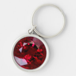 Ruby Gemstone Keychain Rund Silverfärgad Nyckelring
