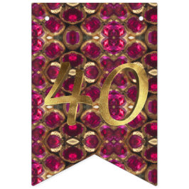 Ruby Gemstone Mönster 40:e Bröllop-årsdagen Vimplar