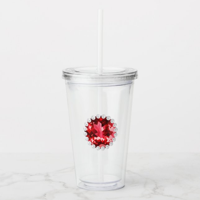 Ruby Gemstone och Pearls Take Away Mugg (Framsida)