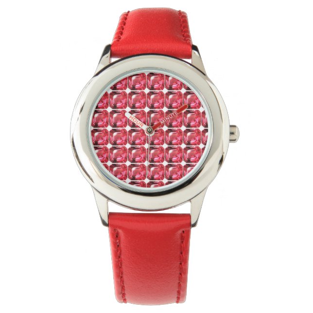 Ruby Gemstone Rosa Armbandsur (Framsida)