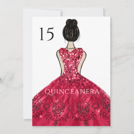 Ruby Gnistra Princess Dress Quinceanera Party Inbjudningar