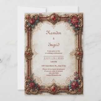 Ruby Gold Baroque Wedding Inbjudningar