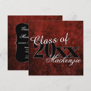 Ruby Grad Red Garnet Crimson Scarlet Party Theme Inbjudningar