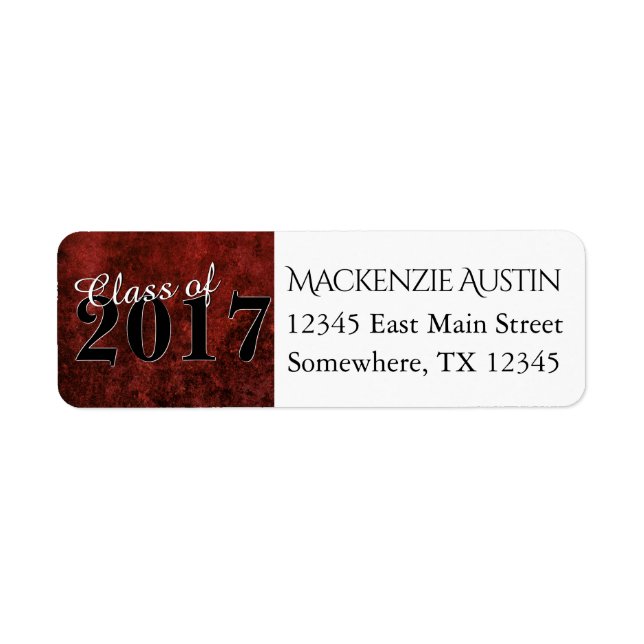 Ruby Grad | Red Garnet Crimson Scarlet Party Theme Returadress Etikett (Framsidan)