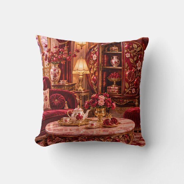 Ruby Granatäpple Velvet Teasalong Kudde (Framsida)
