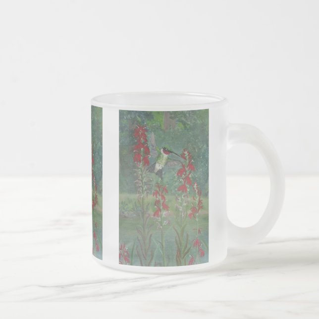 Ruby-hals och huvudsaklig blomma frostad glasmugg (Höger)