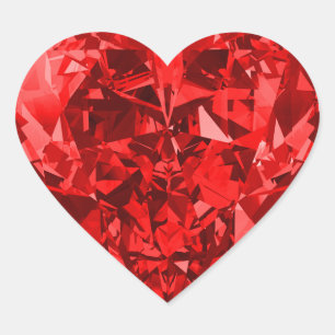 Ruby Heart Hjärtformat Klistermärke