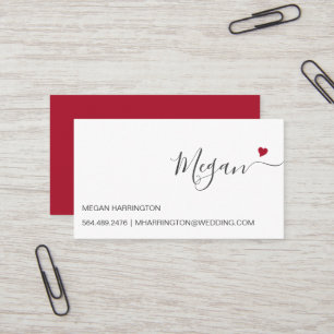 Ruby Heart Simple Elegant Typography Anpassningsba Visitkort