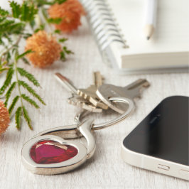Ruby Heart Twisted Heart Silverfärgad Nyckelring