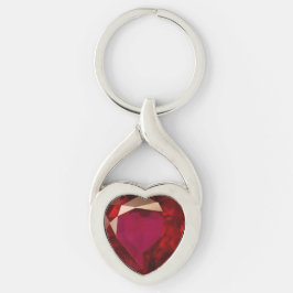 Ruby Heart Twisted Heart Silverfärgad Nyckelring