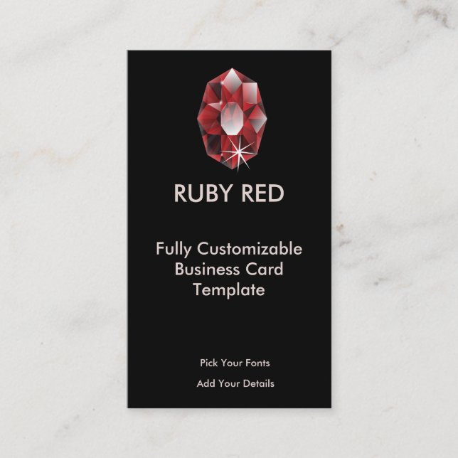 Ruby Jewel - Red Ruby Logotyp Visitkort (Framsida)