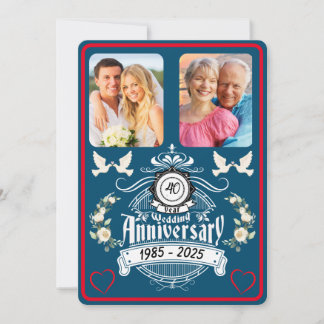 Ruby Jubilee 2 Foto 40-årsinbjudan Julkort