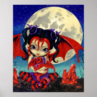 Ruby Måne ART PRINT Ruby Dragonling Dragon Fairy Poster