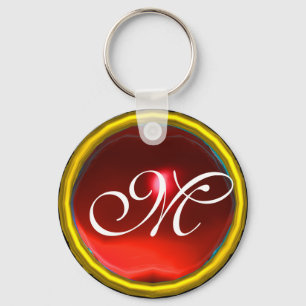 RUBY MONOGRAM, röd gult Nyckelring