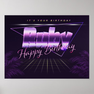 Ruby Namn Vorname lila retro Poster Geburtstag