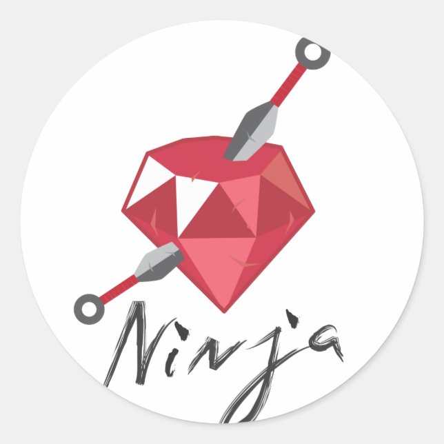 Ruby Ninja Gemstone Geek Runt Klistermärke (Framsida)