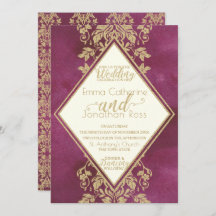 Ruby och Guld Damask Wedding