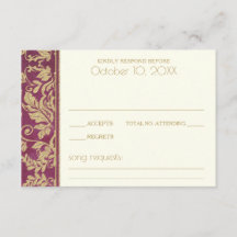 Ruby och Guld Damask Wedding Response